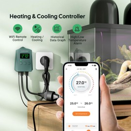LUXBIRD WiFi Temperature Controller, Heating Mat, Thermostat Controller with Heating Cooling Modes, with App Control, Temperature Alarms for Seedlings Germination, Reptiles, Cooling, Home Brewing, LB