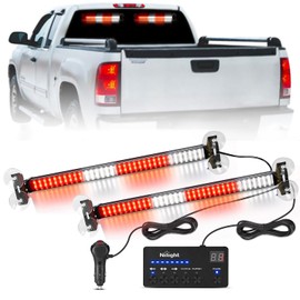 Nilight 144 LED Strobe Traffic Advisor Light Bar Red White with Controller 2 in 1 Automotive Emergency Warning Flashing Police Windshield Lights Bars for Cars Tow Plow Trucks Construction Vehicles