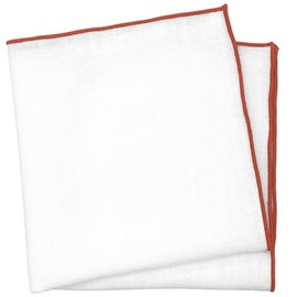 BELLUNO Cuadrado de bolsillo blanco con borde bordado, 68 Rust, 11.8 in
