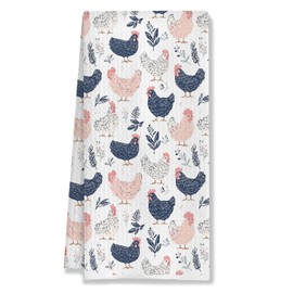 HUGANE Rustic Chicken Kitchen Towels, Chicken Lover Mom Lady Gifts Decorative Dish Tea Towels for Kitchen, Cottagecore Farm Animal Hens Hand Towels for Bathroom, 16x24 Inches