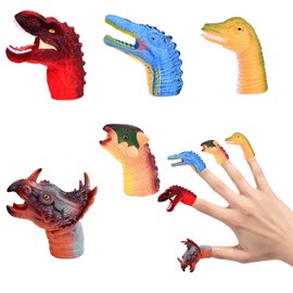 5 Pcs Finger Puppets, Finger Puppets for Toddlers, Puppets for Children, Finger Dinosaur, Character Finger Puppets Gift for Kids, Dinosaur Puppets Rubber Set for Story Time and Bath Toys