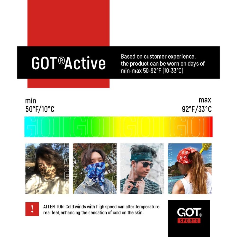 GOT Sports Multifunctional Tube Headwear - Works as Face Mask,