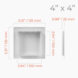 HVAC OV 4x4 Inch White Access Panel – ABS Plastic Rectangular Wall & Ceiling Access Door for Plumbing Electrical HVAC – Easy Install Indoor Panel for Drywall Home Improvement and Maintenance