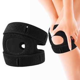Kniebandage Männer Damen - Verstellbare Patella Kniebandage für Meniskus, Sport & Knieschmerzen - Orthopädische Kniestütze Bandage, Stabilisierung & Komfort (Schwarz, L)
