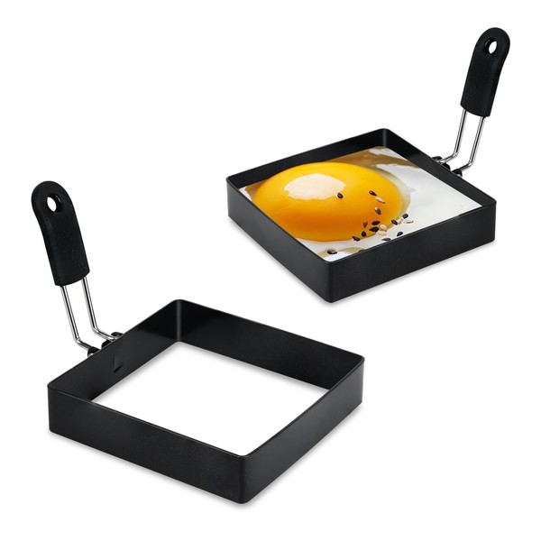 LXLOVESM 2 packs 4'' Square Egg Rings Set with Silicone