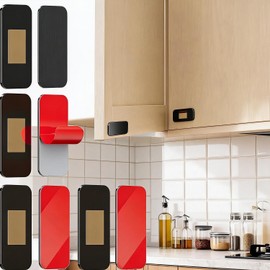 4 Sets Extra Strong No Drill Magnetic Cabinet Catches, Ultra Thin Self Adhesive Magnets for Doors & Drawers - Invisible Kitchen Cupboard Closures (Black 4 Pack)