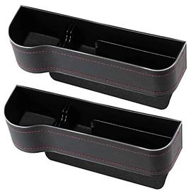 2 Pack Car Seat Gap Filler,Multifunctional PU Leather Car Storage with Cup Holder, Front seat Automotive Consoles & organizers Storage Box Front Seat for Men Driver and Passenger Side (for 2 Sides