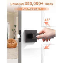 TINEWA 2 Pack Oil Rubbed Bronze Privacy Door Handles Interior, Vintage Square Door Levers, Heavy Duty Interior Door Knobs, Indoor Door Knobs for Bedroom or Bathroom