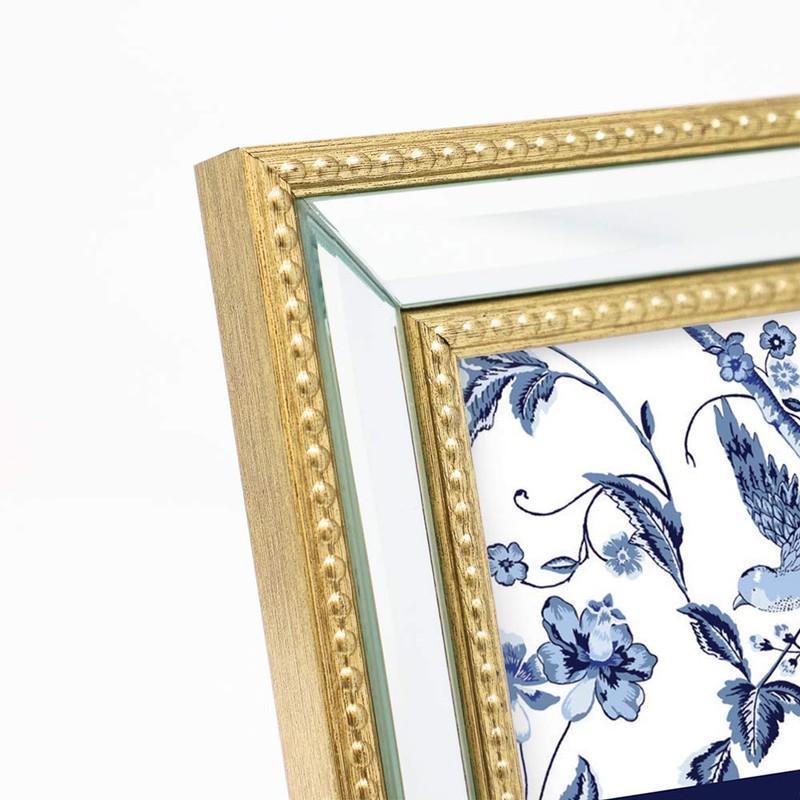 Laura Ashley 5x7 Gold Mirror Bead Picture Frame, Classic Mirrored