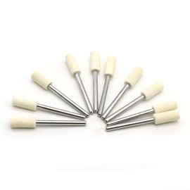 TMAX 10 pc Felt Burrs Wool Bob Polishing Grinding #1 Cylinder 1/4 Inch 6 mm with 1/8 Inch Shank for Dremel Rotary Tools