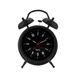 FISURA Analogue Alarm Clock, Metal, Black, Standard