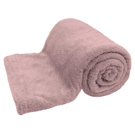 Brentfords Teddy Fleece Blanket Large Throw Over Bed Plush Super Soft Warm Sofa Bedspread, Blush Pink - 150 x 200 cm