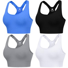 Evercute Adjustable Sports Bras for Women Racerback High Support Bras Set Padded Workout Bras Seamless Yoga Athletic Bras