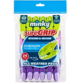 Minky SureGrip Pegs, Assorted color, Pack of 24