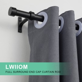 Lwiiom Matte Black Curtain Rods for Windows 144-168 Inch, 1-Inch Adjustable Drapery Rods with Aluminum End Cap and Brackets for Room Divider, Bedroom, Living room, Kitchen, Bathroom Etc