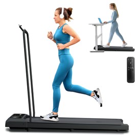 RIVANO Under Desk Walking Pad, Treadmill with Handles, Walking Pad Treadmill Compact & Portable with Remote Control, Quiet Adjustable Portable Speed Jogging Smart Mat Work for Home Office, Dark Blue