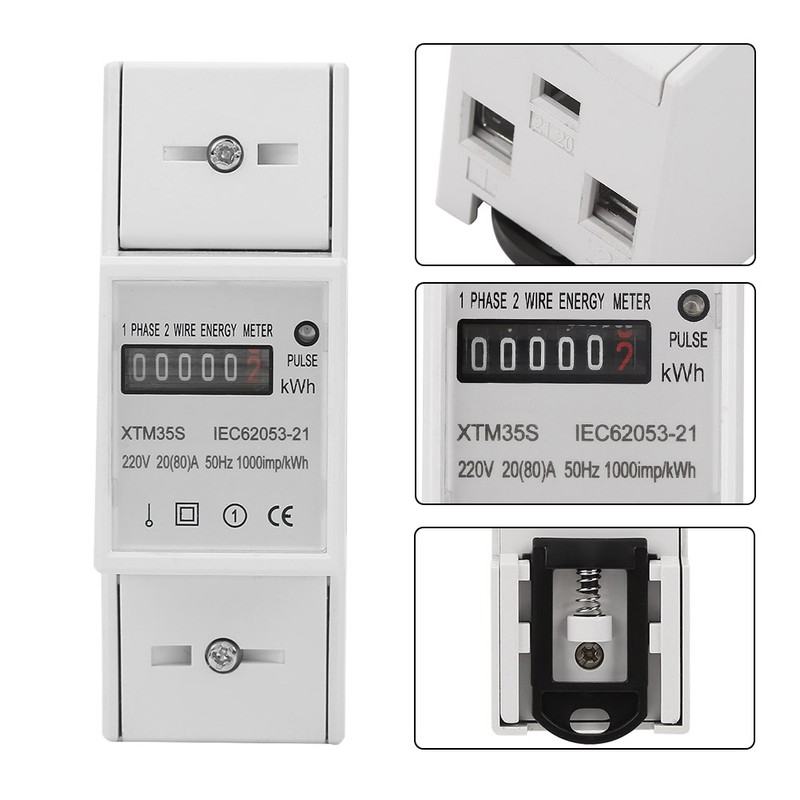 Digital 1 phase 2 Wire 2P Din Rail Electric Meter