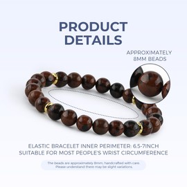 Mahogany Obsidian 8mm Beaded Bracelet - Passion Natural Healing Crystal Stretch Bracelet for Women and Men - Handmade Semi-Precious Gemstone with Positive Energy, One Size, Crystal, mahogany obsidian
