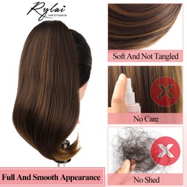 YIBANG 14 Inch Curly Ponytail Extension Claw Clip In Straight Ponytail Extensions Drawstring Curls Natural Synthetic Long Pony Tail Hairpieces Fake Hair Ponytails For Women…