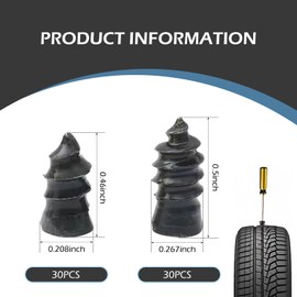 Zikefest 60PCS Tire Repair Rubber Nail, Vacuum Tire Repair Kits Spiral Rubber Nails, Self-Service Tire Repair Nail, Rubber Screws Fast Tool for Auto Truck, Motorcycle, Tractor tire Puncture Repair