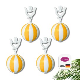 homiez Tablecloth Weight Beach Ball - Extra Heavy (52g) - Tablecloth Weights Against Wind - Set of 4 - with Metal Core - Tablecloth Holder for Garden, Balcony, Camping, Outdoor (Yellow)
