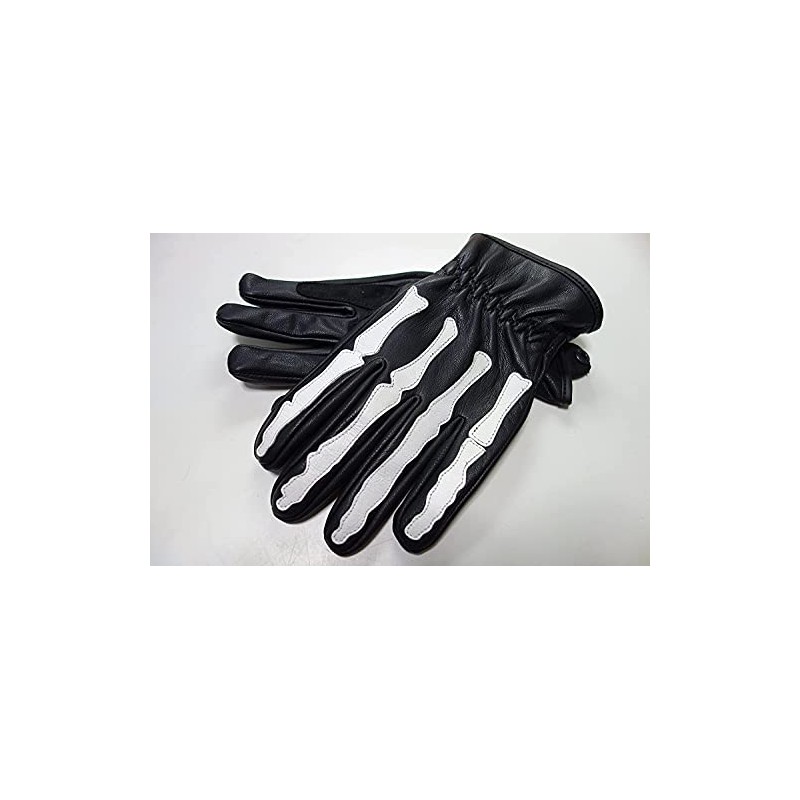 Motofield G-272 Bone Leather Gloves, Bone (Skull) Design (Smartphone Touch