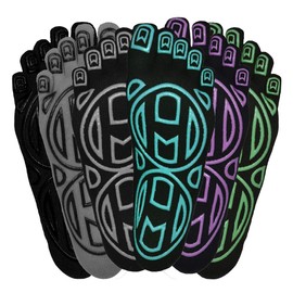 Mato & Hash 5-Toe Exercise Barefoot Feel Yoga Toe Socks With Full Grip - 6PK Dark Mix CA7000GR M/L