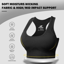 CLDFHX Women Sports Bra Comfort Seamless Racerback Supportive Sports Bras with Removable Pads for Exercise Yoga Workout Gym Running Fitness, Black/XXL