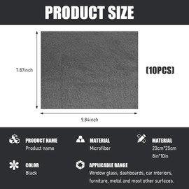 FSTURIOS 10PCS Thickened Magic Cleaning Cloth, 10"×8" Microfiber Cleaning Cloth Streak Free Polishing Towel, Reusable Lint Free Cleaning Rags for Car Mirror Glass Window TV Screen