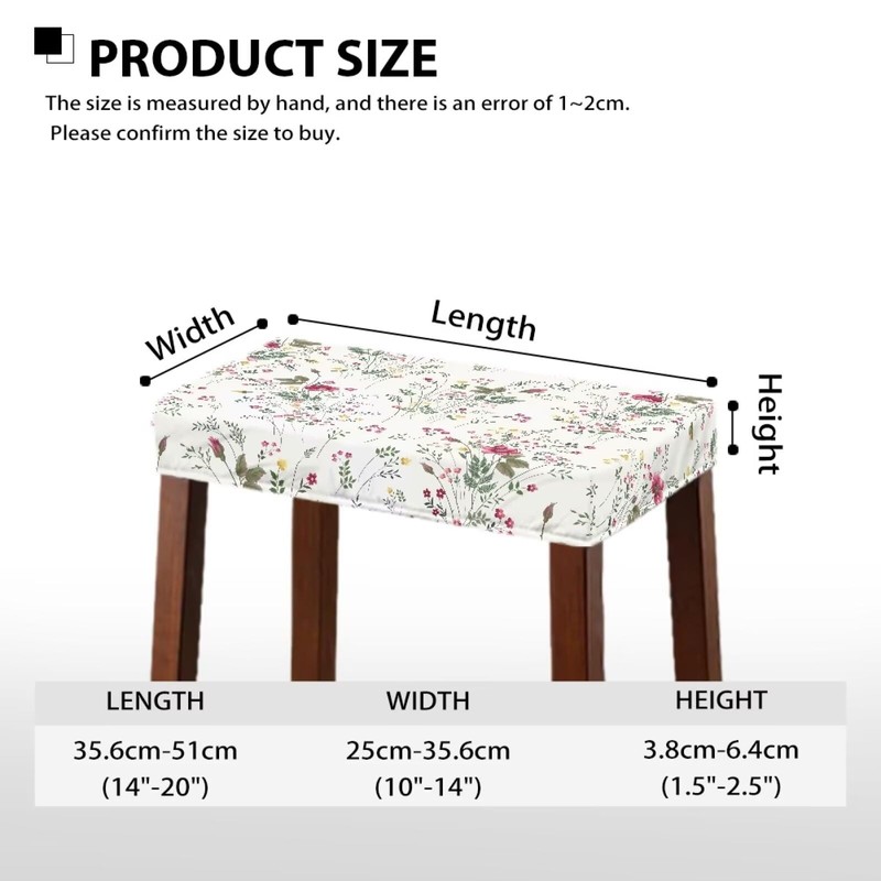 Luarisgur Floral Rectangle Stool Cover 2 Pack Bar Stool Covers