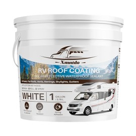 Xmntdo RV Roof Coating 1 Gallon, Waterproof Solar Reflective Flexible RV Roof Sealant for Campers, Travel Trailers, Motorhomes, Roofs Elastomeric Leak Repair Coating, White