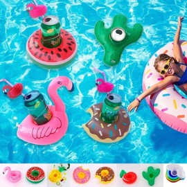 Mini Flamingo Cup Holder Float for Water Play, Pool Villas, Water Parks, Swimming Pools 01-Cup Tube/Flamingo 5ea