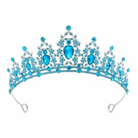 Papoopy Tiara Crown for Women, Headband Hair Accessories for Birthday Wedding Party Costume (C-Blue)