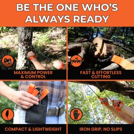 Pocket Chainsaw - 36 Inch Manual Hand Chain - Pocket Saw with 48 Bidirectional Teeth - For Fast Easy Cutting - Camping Survival - Wire Rope Cable Saw - Backpacking Camp Gear