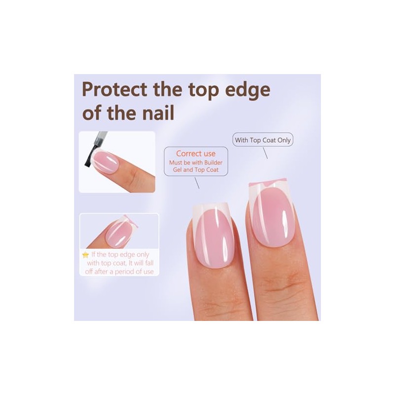 Misssix Uñas Postizas Francesas De Gel, 150 Unidades, Cortas, Cuadradas,