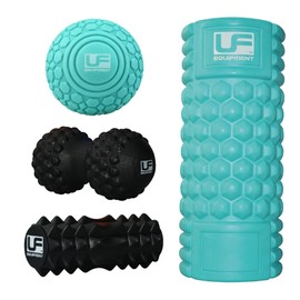 Urban Fitness 4 Piece Massage Set Large Roller Ball Peanut Mini Roller, Turquoise Black
