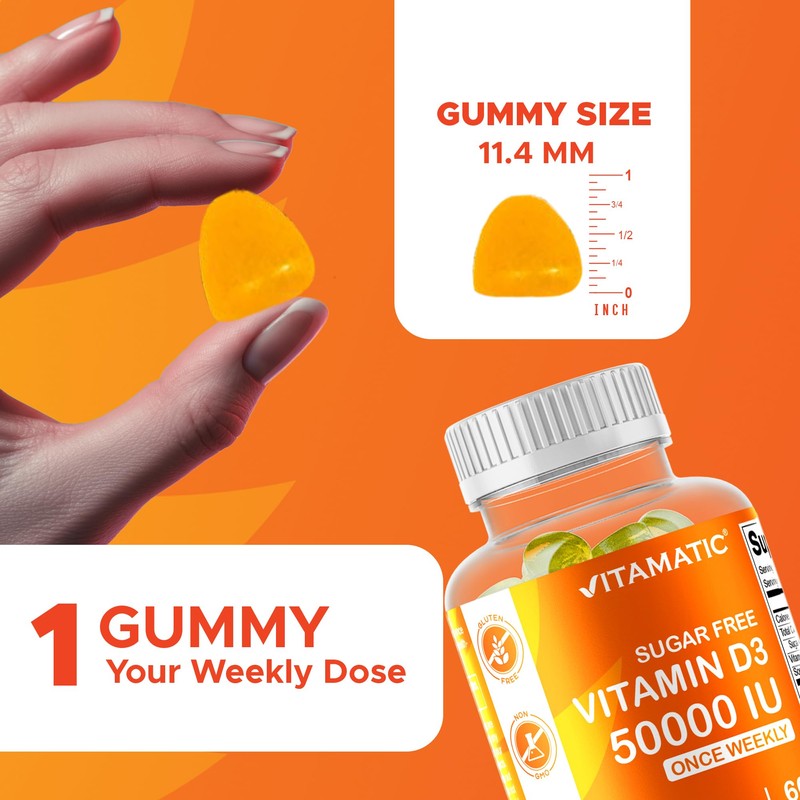 Vitamatic Sugar Free Vitamin D3 50,000 IU Weekly Supplement –