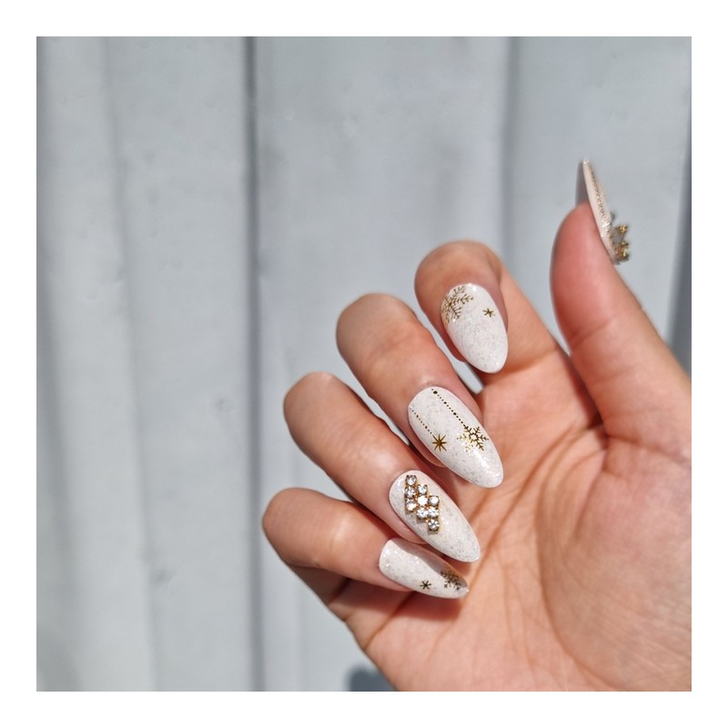 Crystal Snow Crystal Handmade Nail Tip - Oval / 크리스탈
