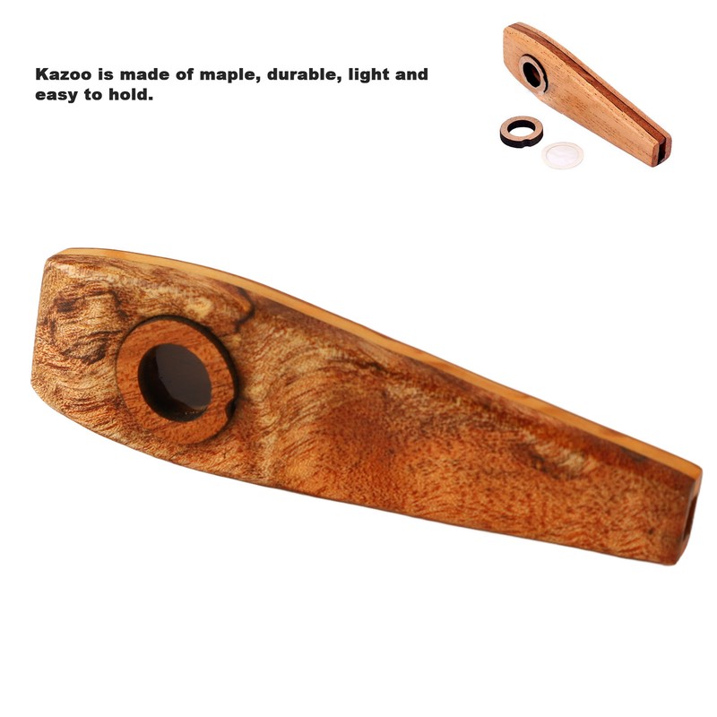 Kazoo Flute Maple Wood Flute Musical Wind Instrument with Diaphragm