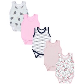TupTam Baby Girls' Underarm Bodysuit in Plain Colours, Pack of 5, Mix of colours 9