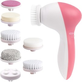 YL TRD Cepillo de limpieza facial 7 en 1, cepillo de limpieza facial giratorio de 360 °, cepillo de limpieza facial de 7 funciones diferentes, limpieza profunda, eliminación de maquillaje, masaje, descamación (nuevo rosa) (7 en 1)