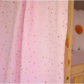 YellowNest House Bed Canopy - 100% Cotton - Bed Canopy House Bed Made of Muslin - Canopy Bed Curtains for Bed 90 x 190 and 140 x 200 cm - Without Bunting Children's Room Star (Rose, 130 x 400 cm)