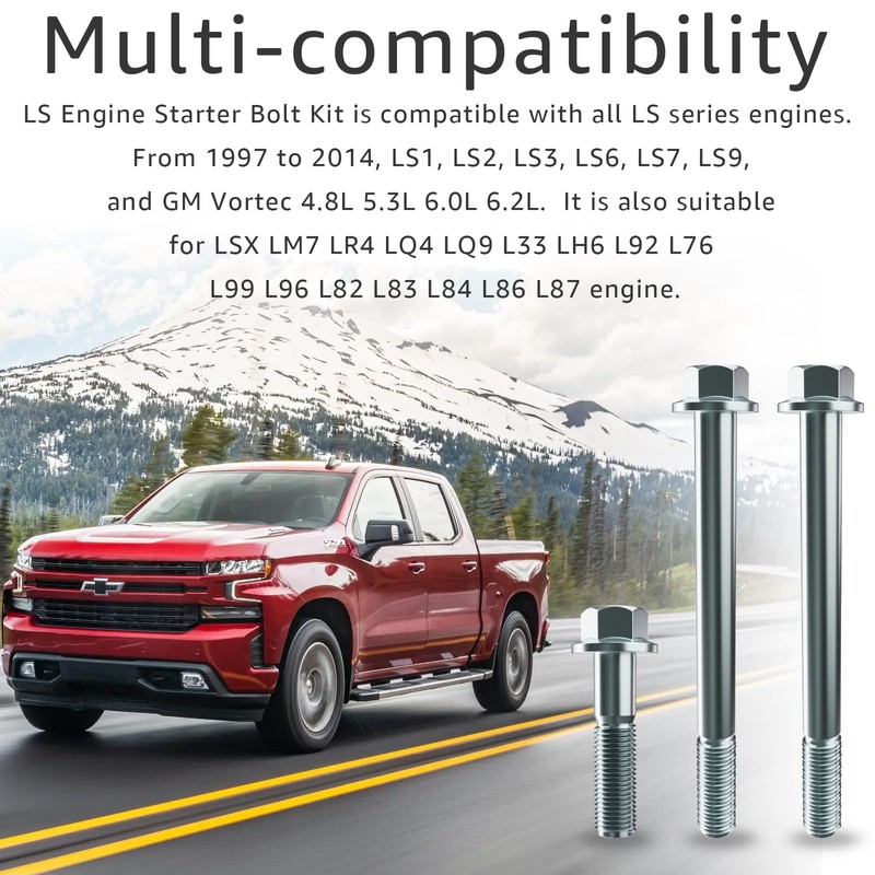 Wllead LS Engine Starter Bolt Kit Compatible with All GM