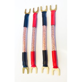 A1 Sound Van Damme Hi-Fi Series 6mm LC-OFC Speaker Cable Jumper Bridging Links 4 x links terminated with Gold plated spade connectors 8 spades in total (10 cm links)