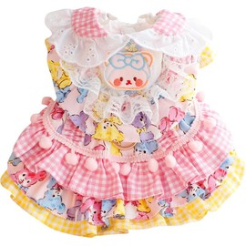 AZA Dog Princess Dresses for Small Dogs Cat Lolita Lace Bow Clothes Candy Costume Pink Bear Pet Girl Cute Coat Outfits Spring Costumes Summer (XS,Pink Bear)