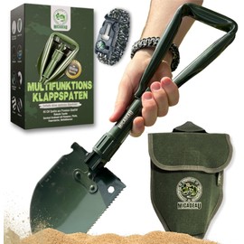 MiCadeau Folding Shovel, Gift for Dad Christmas, Garden Spade, Shovel Made of Durable Carbon Steel, Gift for Men, Dad Gift, Ideal for Adventure, Camping, Outdoor, Camping (Oliv-46)