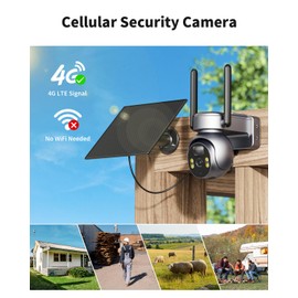 LIWAN 4G LTE Cellular Security Camera, No WiFi Security Camera, Solar Cellular Camera Wireless Outdoor, Built in SIM Card, 2K Color Night Vision, PIR Motion Detection, 2 Way Talk, 1 Pack