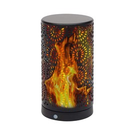 LED Flame Lamp with Timer Table Lamp USB Warm White Torch Fire Effect Light (Black)