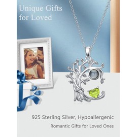 Dorunmo I Love You Necklace 100 languages Tree of Life Necklace with September August Birthstone Necklace for Women 925 Sterling Silver Mothers Day Birthday Romantic Jewelry Gifts Women Mom Wife