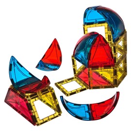 Playmags 28 Piece Magnetic Tiles Dome Set - Now with Stronger Magnets, STEM Toys for Kids, Sturdy, Super Durable with Vivid Clear Color Tiles